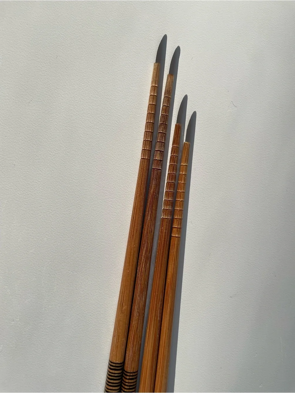 Set of Bamboo Chopsticks with Yellow + Black Accent Lines